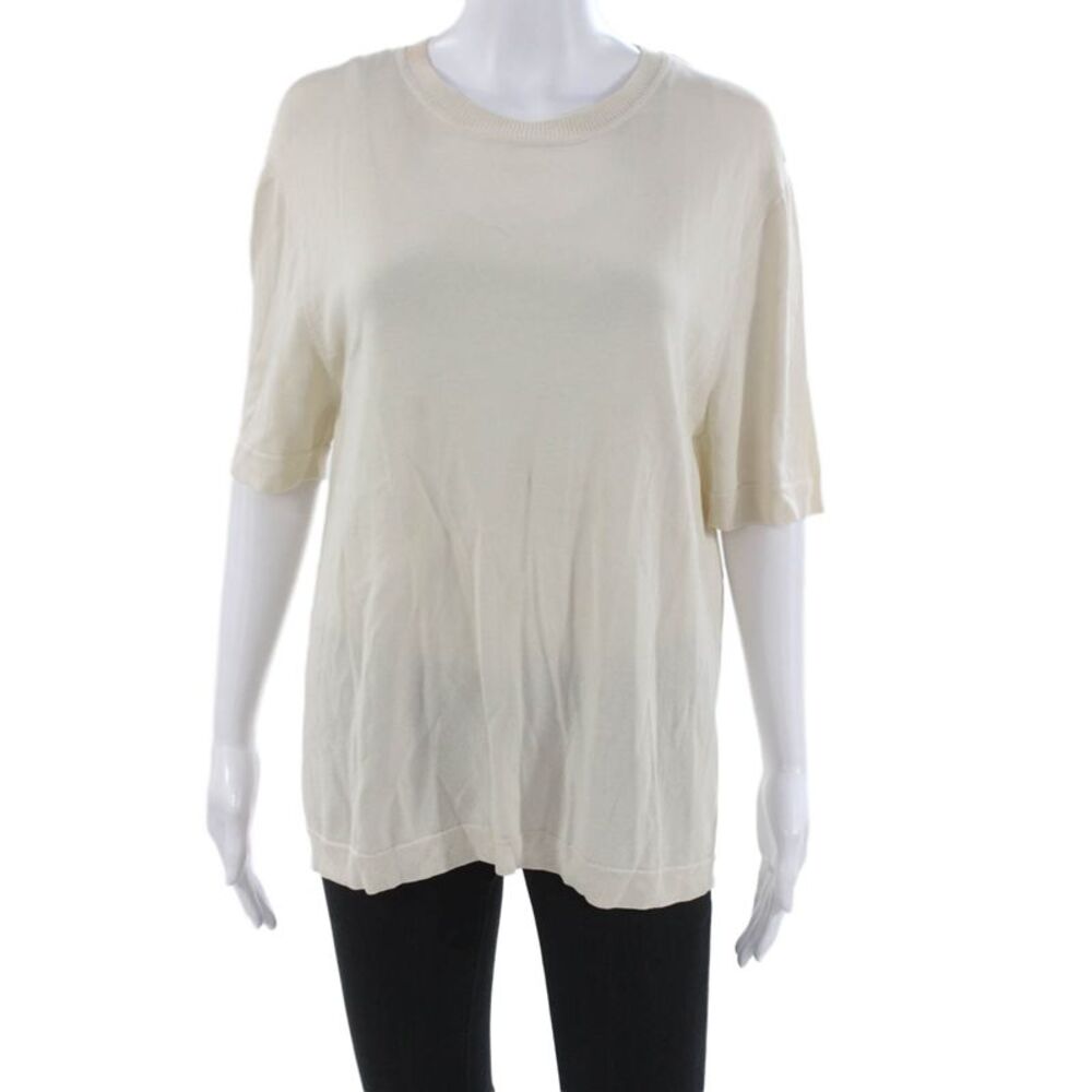 Christian Wijnants Women Beige Basic Crew Neck Short Sleeve T-Shirt Size M